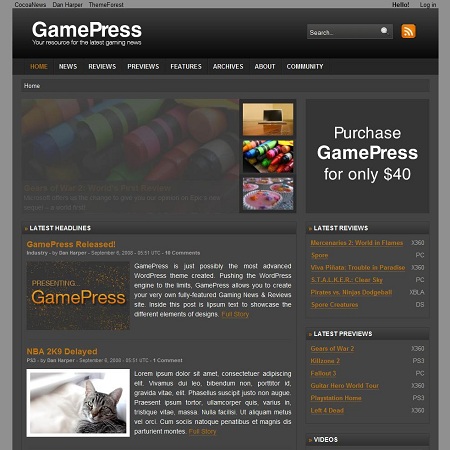 GamePress WordPress Gaming Theme