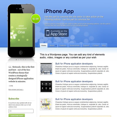 iPhone App WordPress Theme