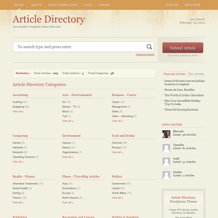 Article Directory WordPress Theme