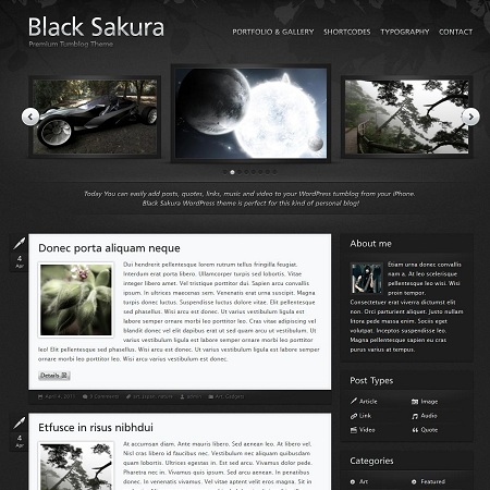 Black Sakura Modern Tumblog WordPress Theme