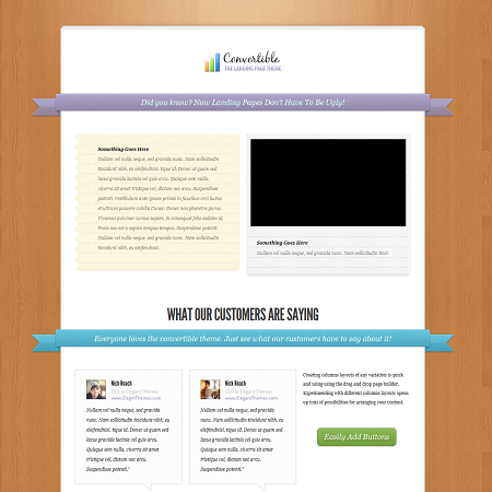 Convertible Drag&Drop Landing Page WordPress Theme