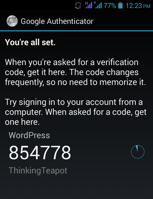 Google Authenticator Successful Account On Android