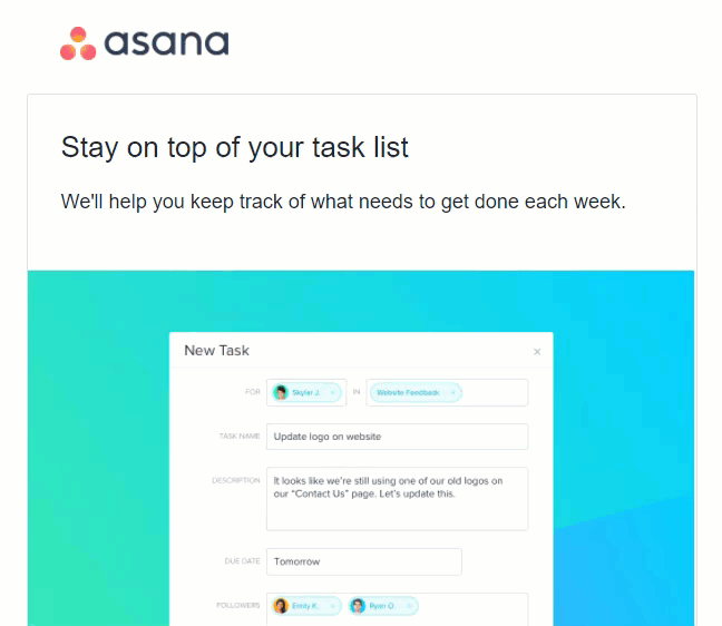asana onboarding email