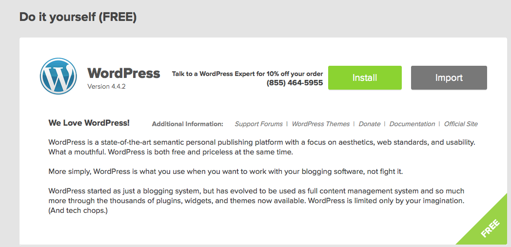 Bluehost 1-Click Install WordPress