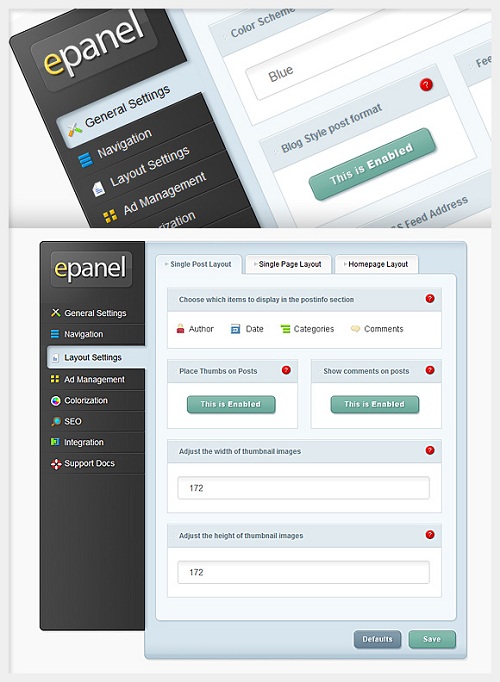 wordpress administration panels