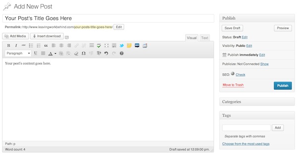 Adding A New WordPress Post
