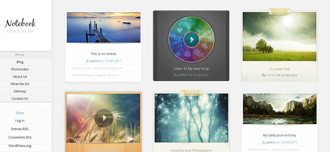 Notebook Pinterest WordPress Theme