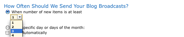 How often should a broadcast be sent?