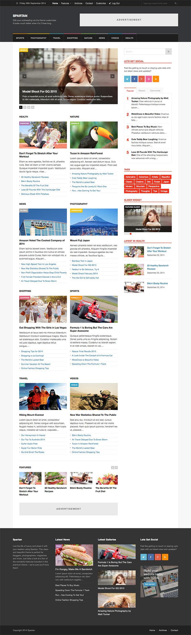 ... News WordPress Themes \ Spartan News Magazine  Blog WordPress Theme