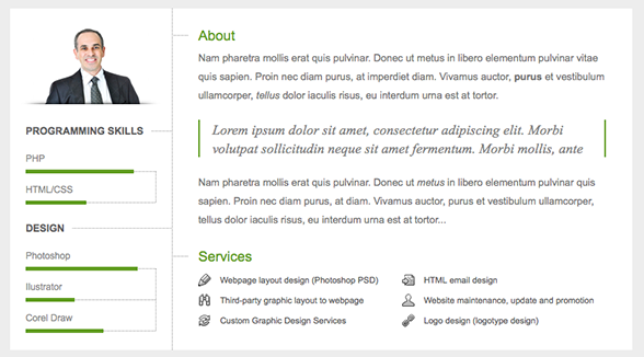 resume wordpress theme