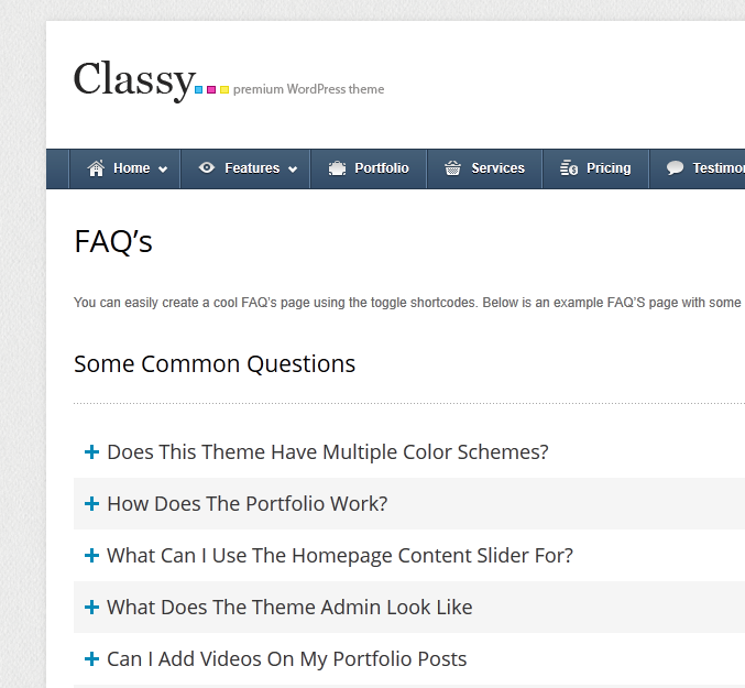 Classy WordPress theme