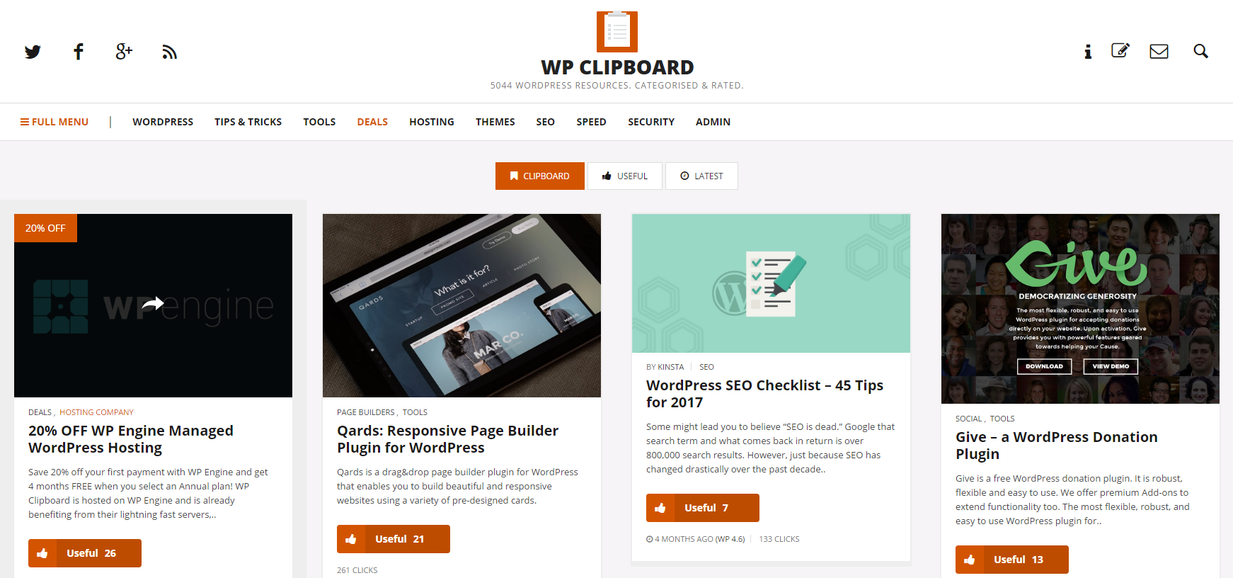 A website with curated content about WordPress.