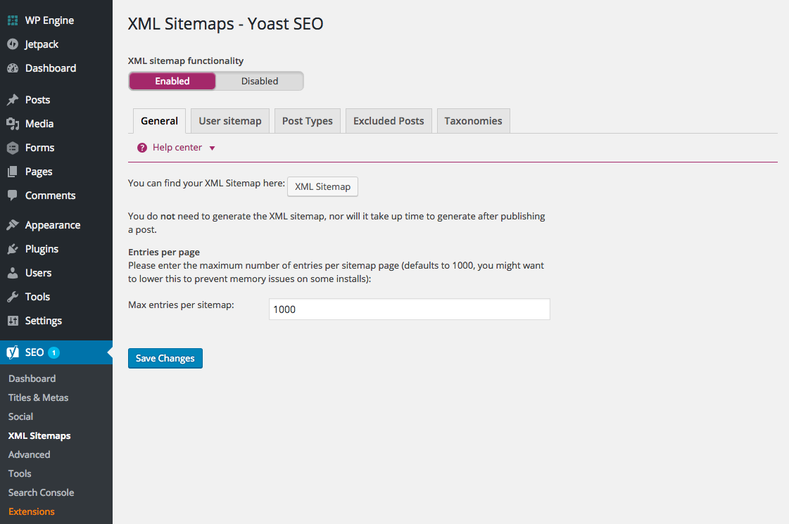 Yoast SEO XML Sitemap