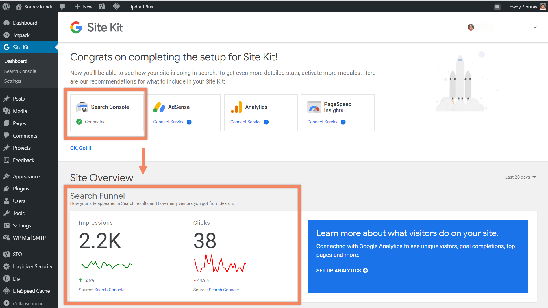 how to link google site kit and search console 5 overview