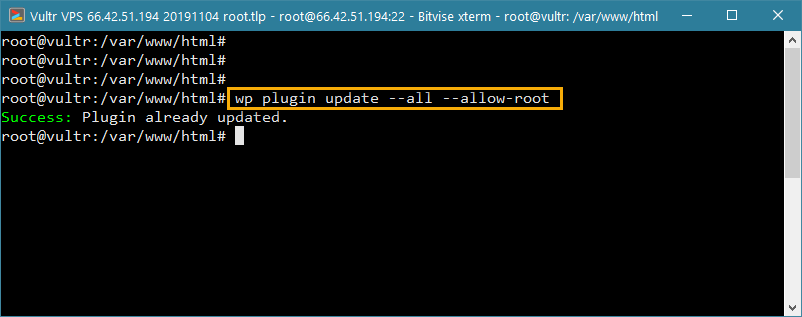 wp-cli update all plugins in wordpress from command line