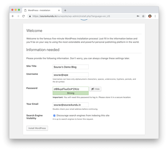 WordPress 5 минут установки 5 информации о настройке сайта