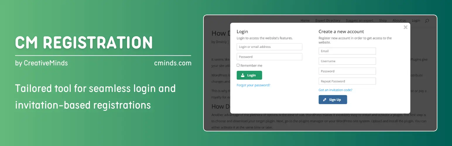 CM Registration plugin