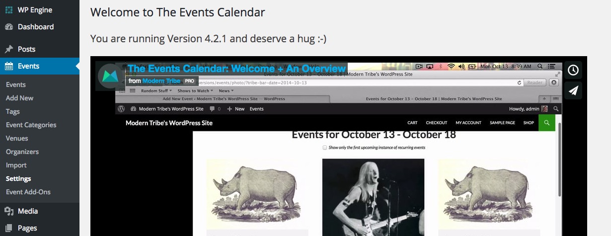 Events Calendar Plugin: Active