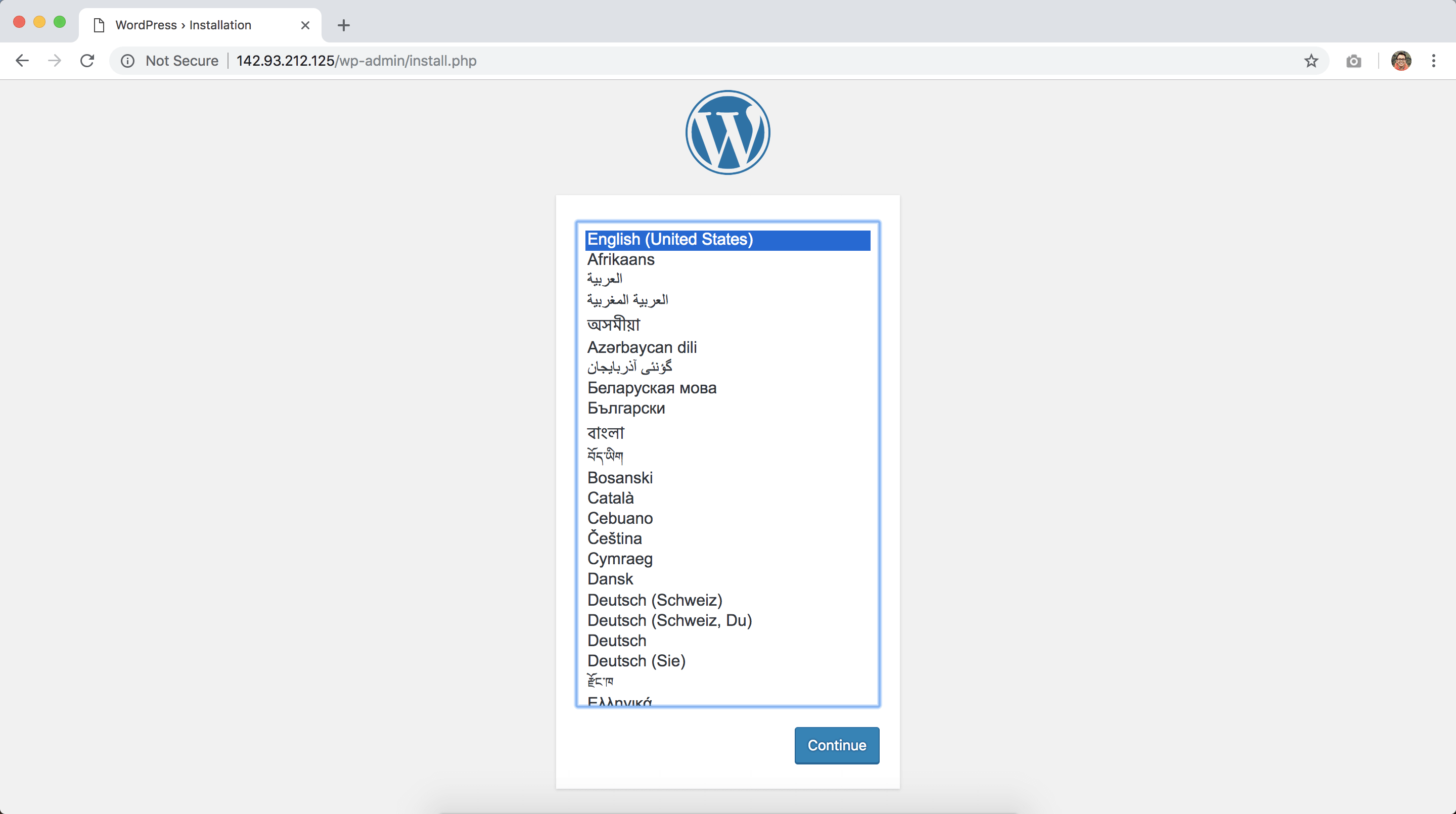 installing wordpress in digitalocean 1/2