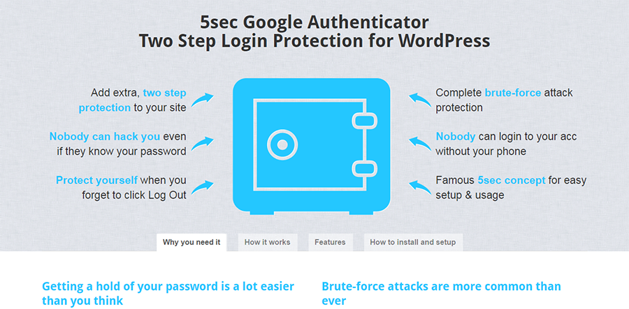 5sec Google Authenticator for WordPress Two Step Login Protection