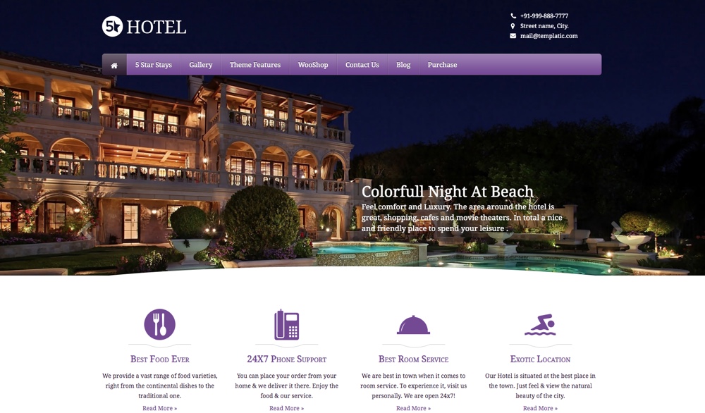 5 Star Hotel WordPress Theme