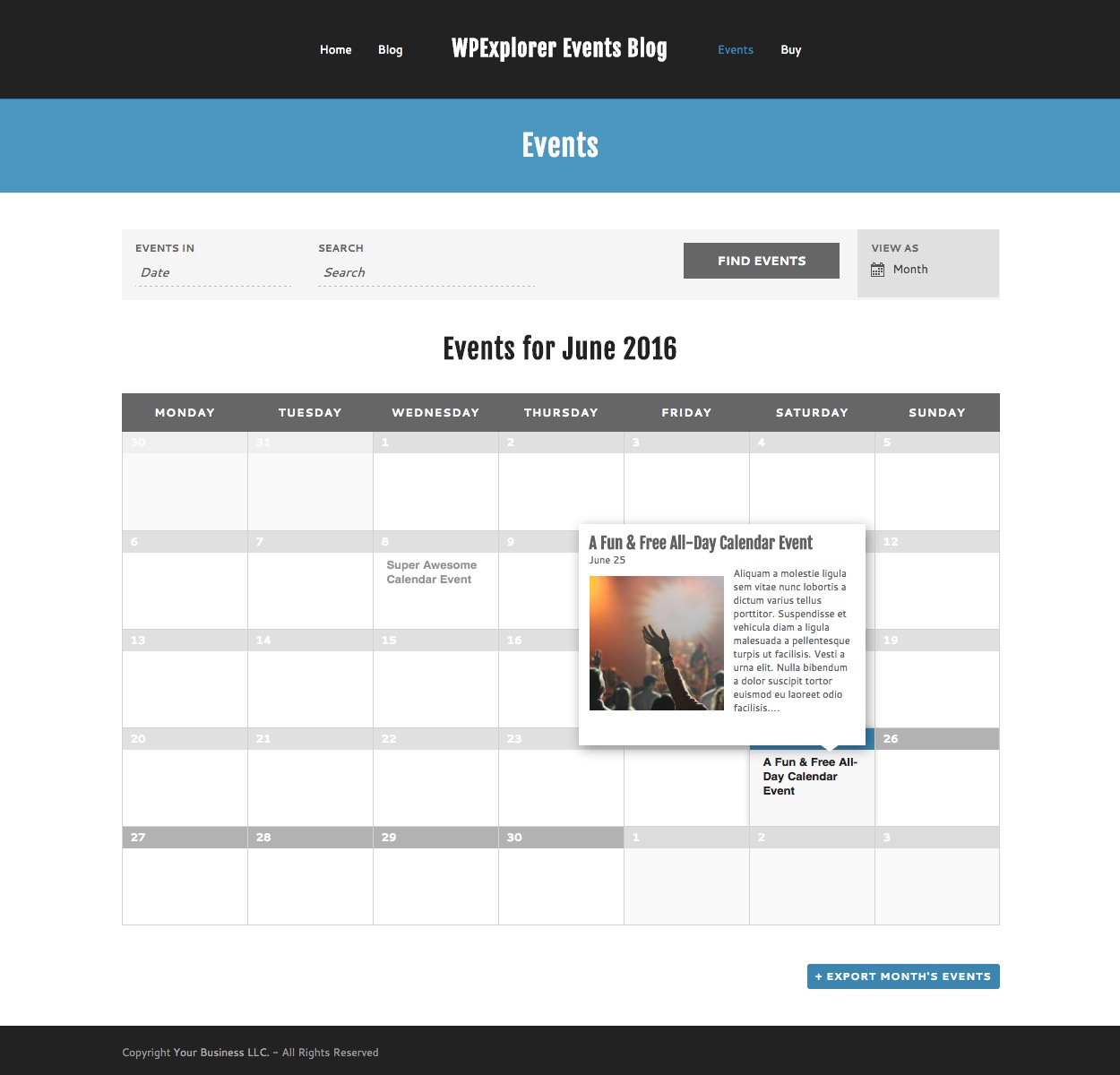 Events Calendar Plugin: Event Page