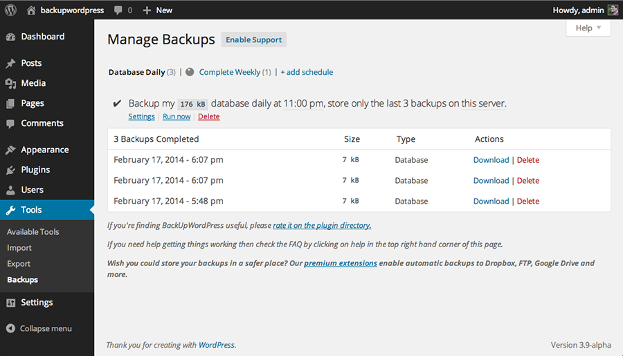 Best wordpress backup option