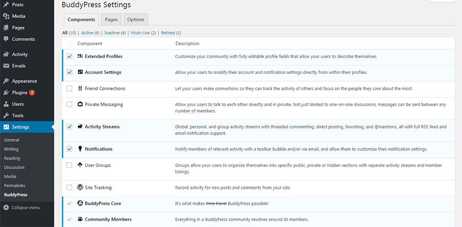 buddypress-component-settiings