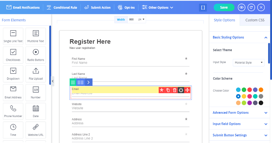 ARForms: Customize Form