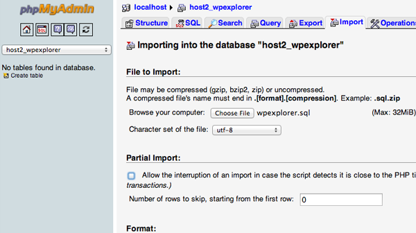 Database Import