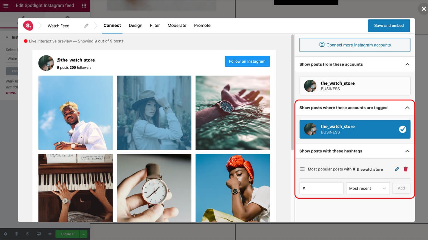 Elementor Spotlight Instagram feed widget