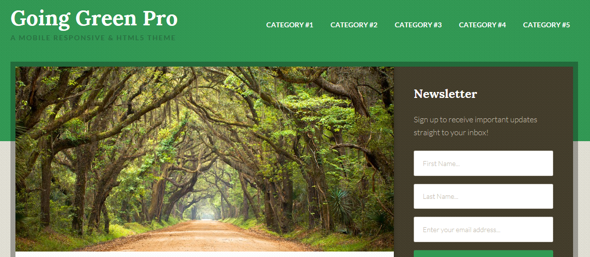 Going Green Pro demo homepage