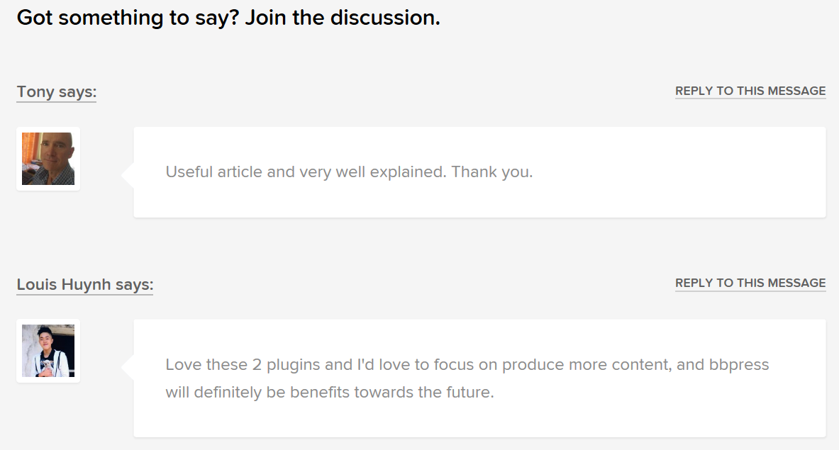 Comments from a WPExplorer blog post with accompanying Gravatars.