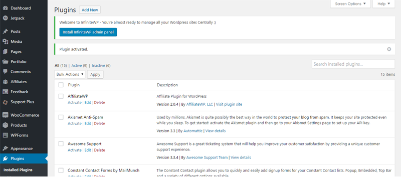 InfiniteWP WordPress management tool