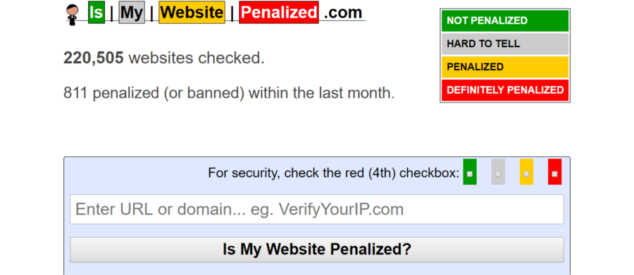 Google's blacklist : IsMyWebsitePenalized