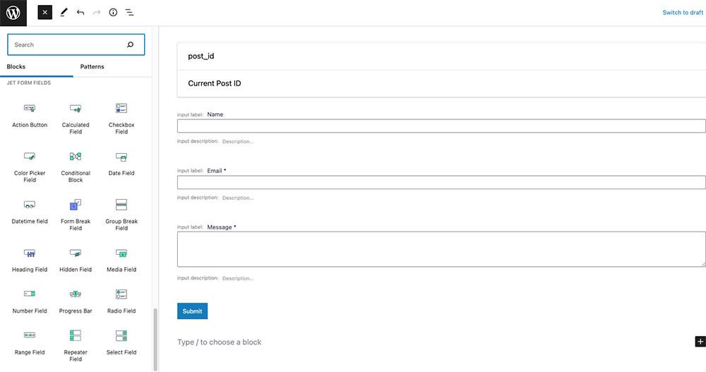 JetForm Builder Form Fields