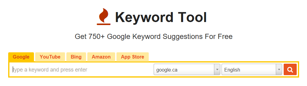 The Keyword Tool homepage showing the search bar