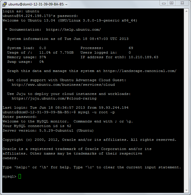 Logging into MySQL on a remote server VPS