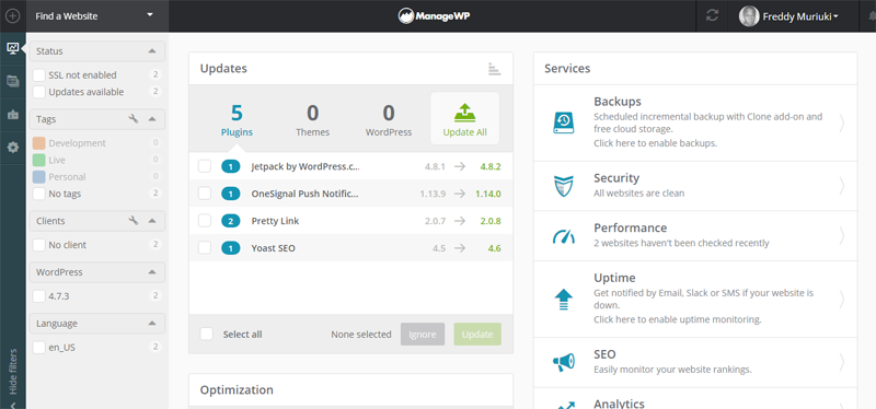 ManageWP WordPress management tool