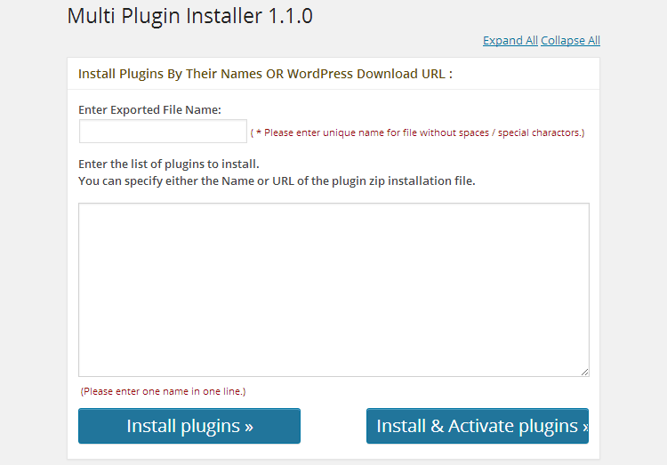 Multi Plugin Control Panel