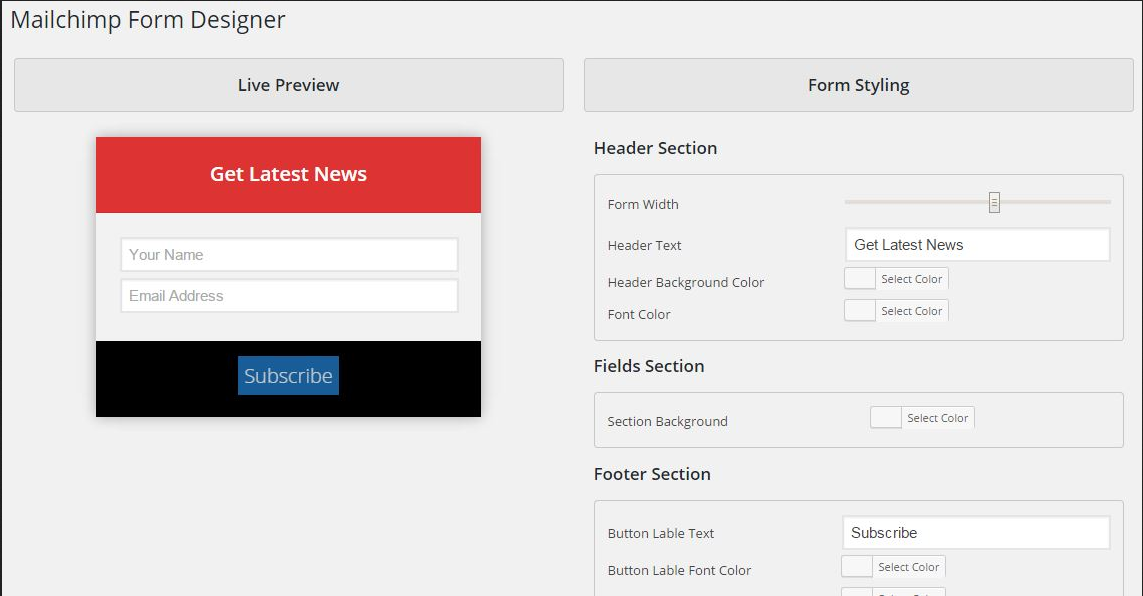 N-Media MailChimp Form Designer