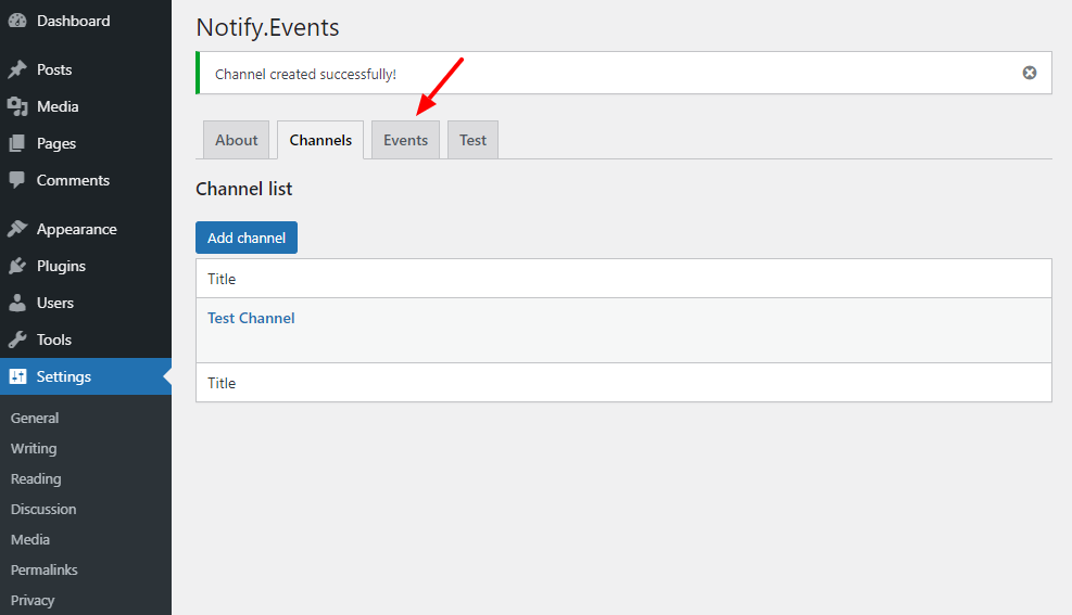 Notify Events events