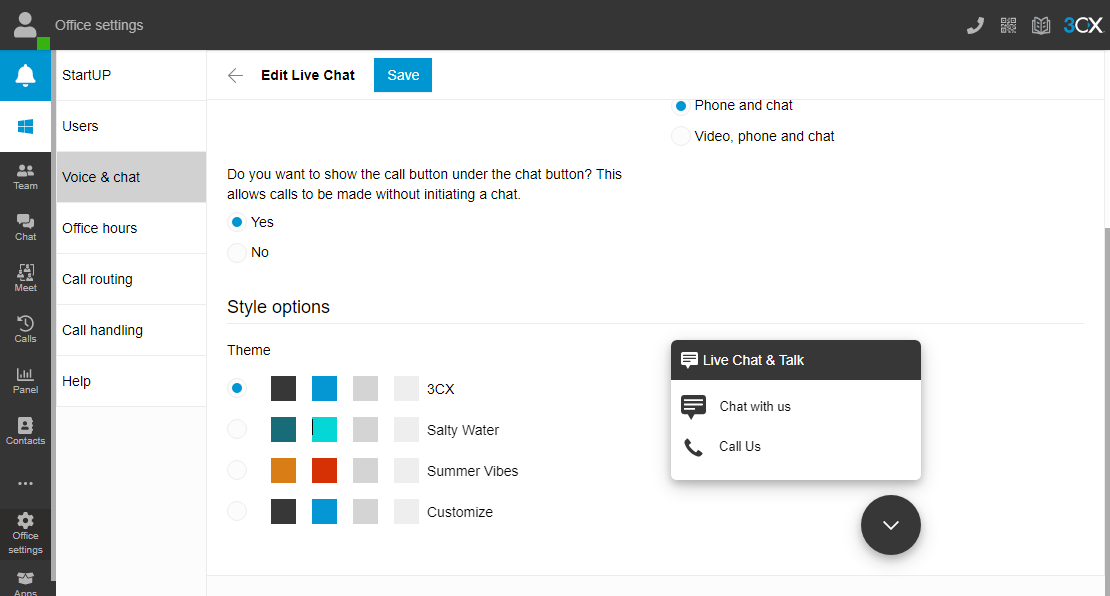 3cx office settings