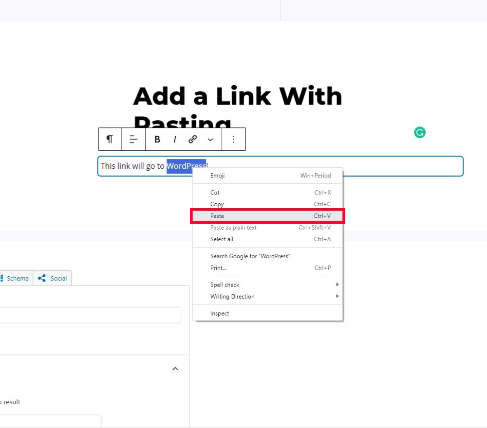 Add a Hyperlink by Pasting