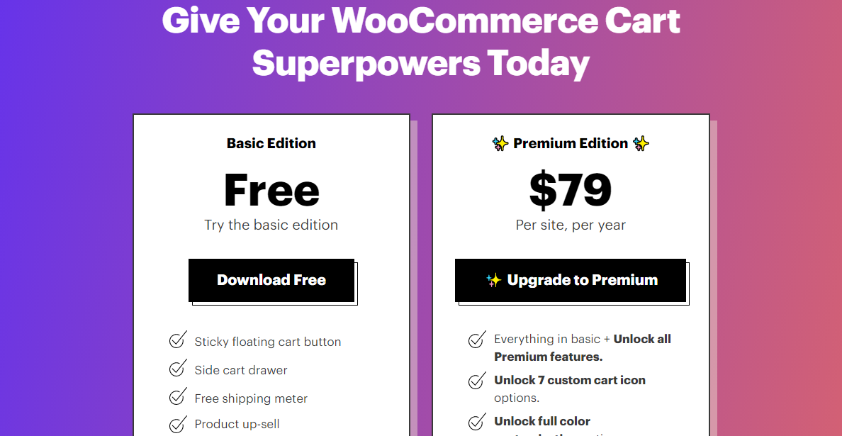 caddy woocommerce cart addon pricing