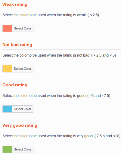 Ratings Colors