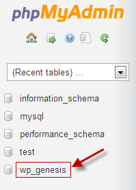 Select Database from phpMyAdmin 2