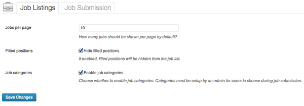 Settings - Job Listings