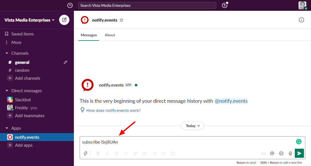 Notify Events slack