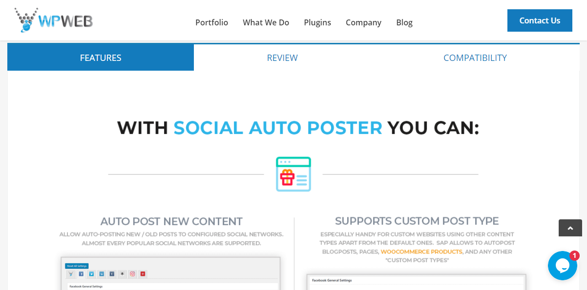 social auto poster wpweb features